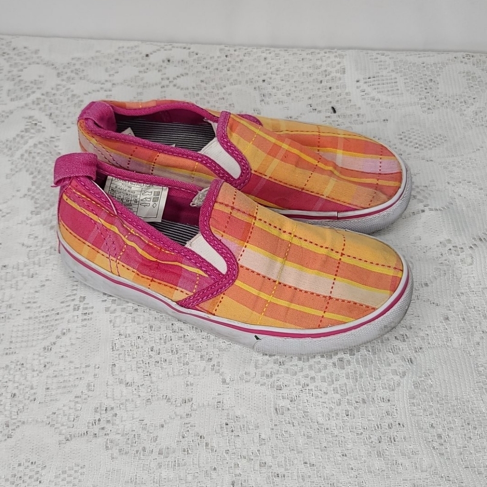 Tommy Hilfiger plaid slip on flats shoes sz 12T